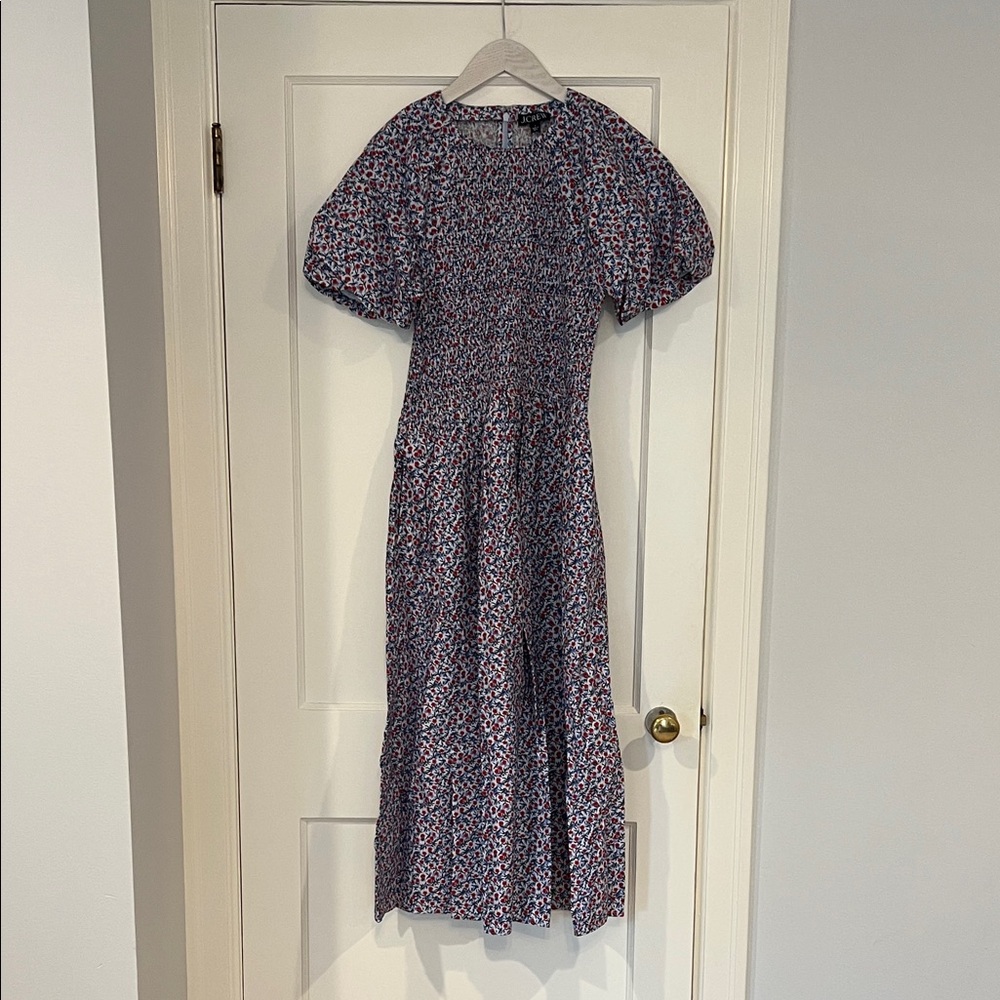 J.Crew Floral Astor Smocked Puff Sleeve Dress